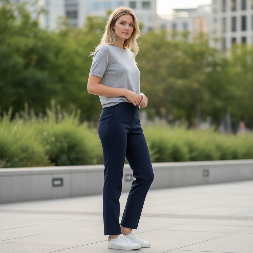 Joan Vass True Navy Slacks Women Size XL Straight Leg Dress Pants Trousers NEW